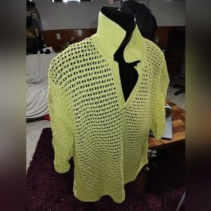 Zara Lime Green Knit Polo Shirt​